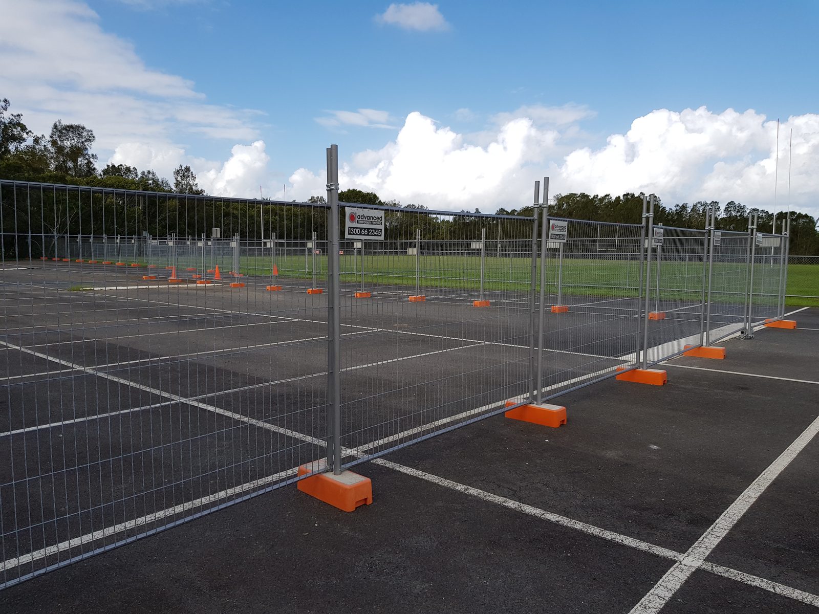 Temporary fencing installed on a construction site